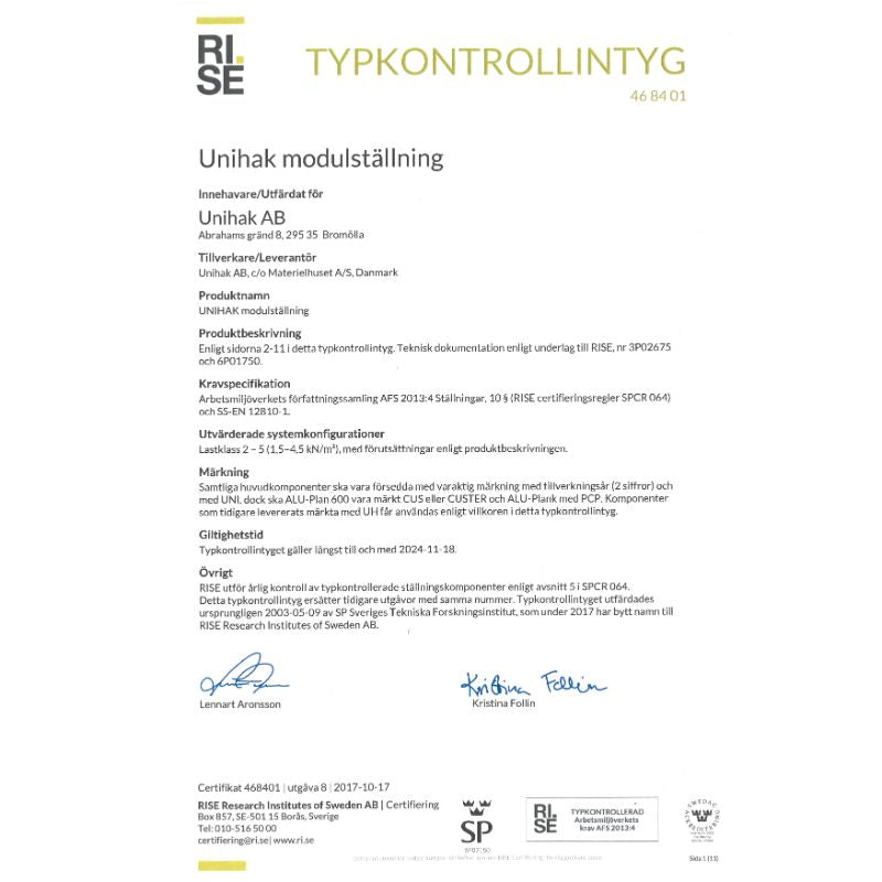 Nivåspira 150 cm - Unihak Byggställning FSH