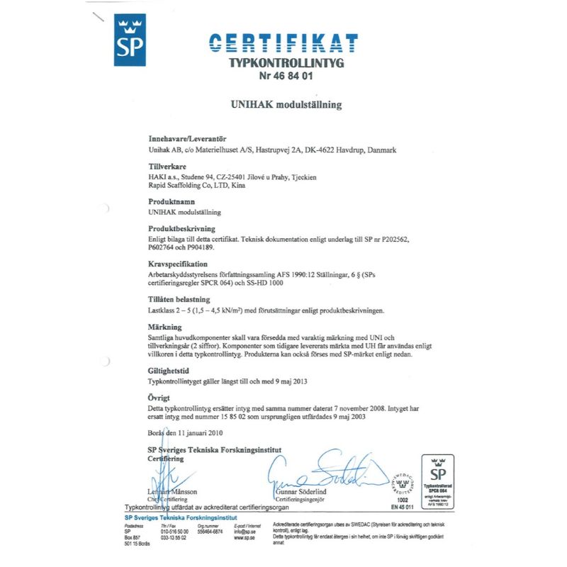 Diagonalstag kort 2333 mm - Unihak Byggställning